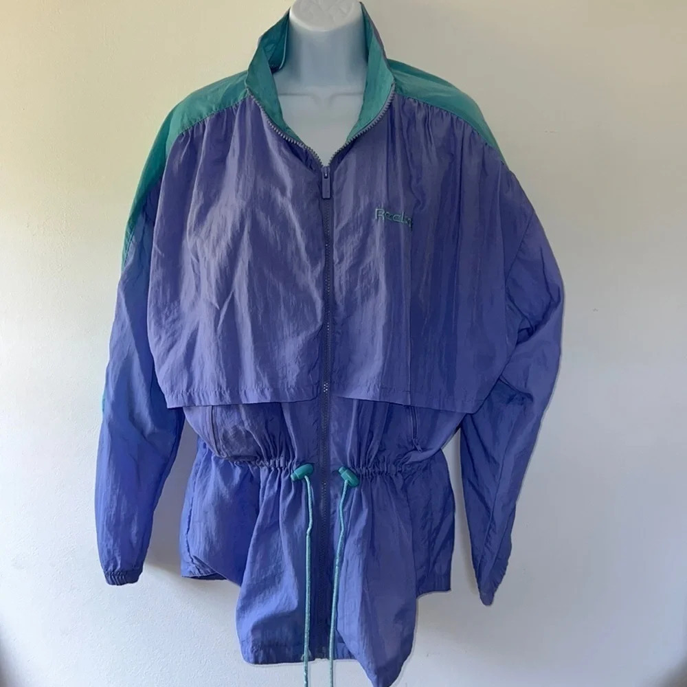 90’a Vintage Retro Purple and Teal Zip Up Windbreaker